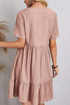 Full Size Ruched V-Neck Short Sleeve Dress Casual Dresses - Tophatter Daily Deals