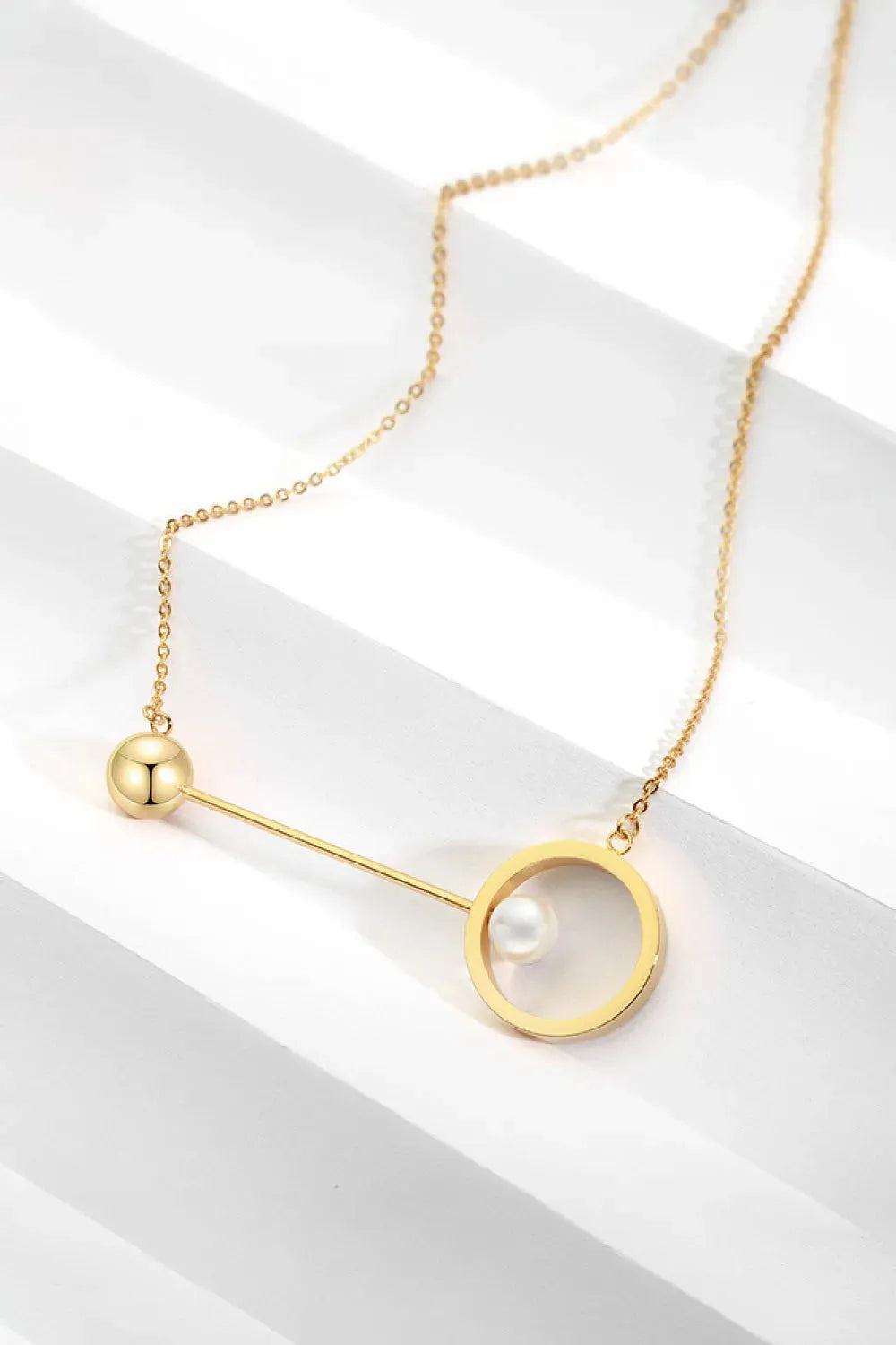 Fashionable Stainless Steel Pearl Necklace Necklaces - Tophatter Daily Deals