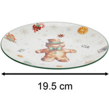 Gingerbread Christmas Side Plate | Ceramic Festive Tableware for Snacks - 19cm Plate - Tophatter Daily Deals