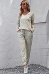 Leopard V-Neck Top and Drawstring Joggers Lounge Set Leopard Loungewear Sets - Tophatter Daily Deals