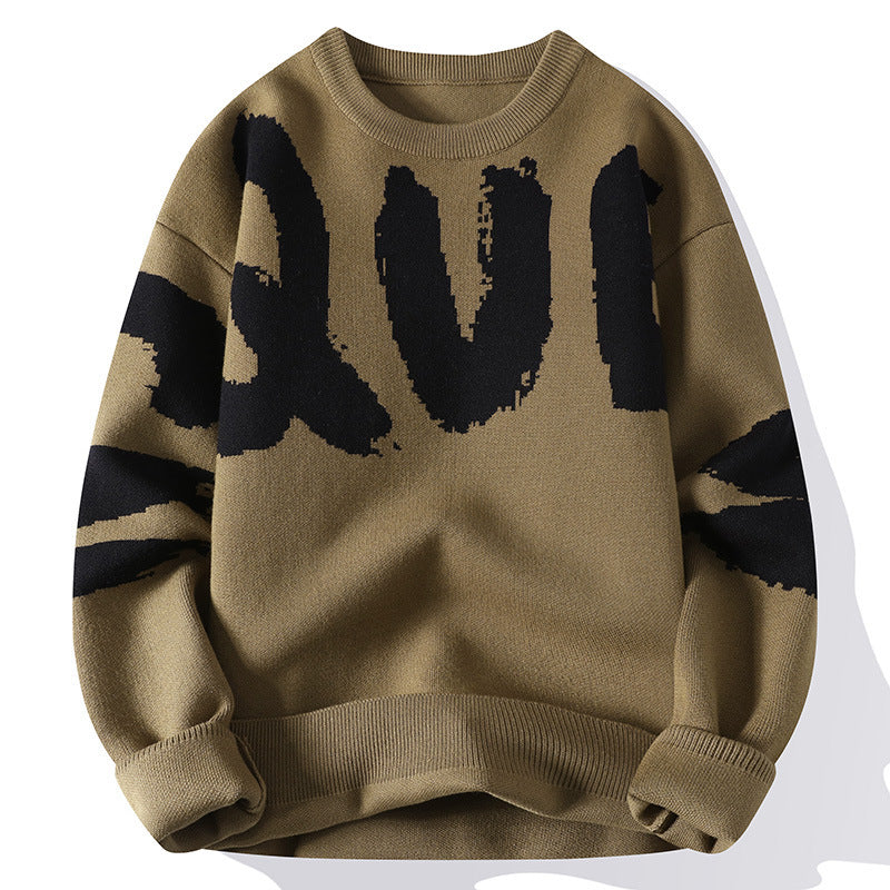 Warm Men's Sweater - Relaxed Crew, Polyester Knit, Winter Brown 3D Changing Face Moving Picture Frame - Tophatter Daily Deals