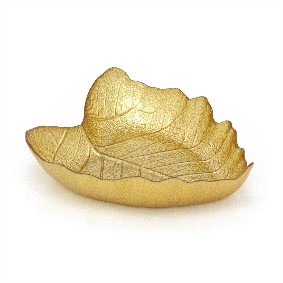 Gold Glass Leaf Trinket Bowl | Botanical Vanity Plate Trinket Dish - 16x14cm Trinket Dish - Tophatter Daily Deals