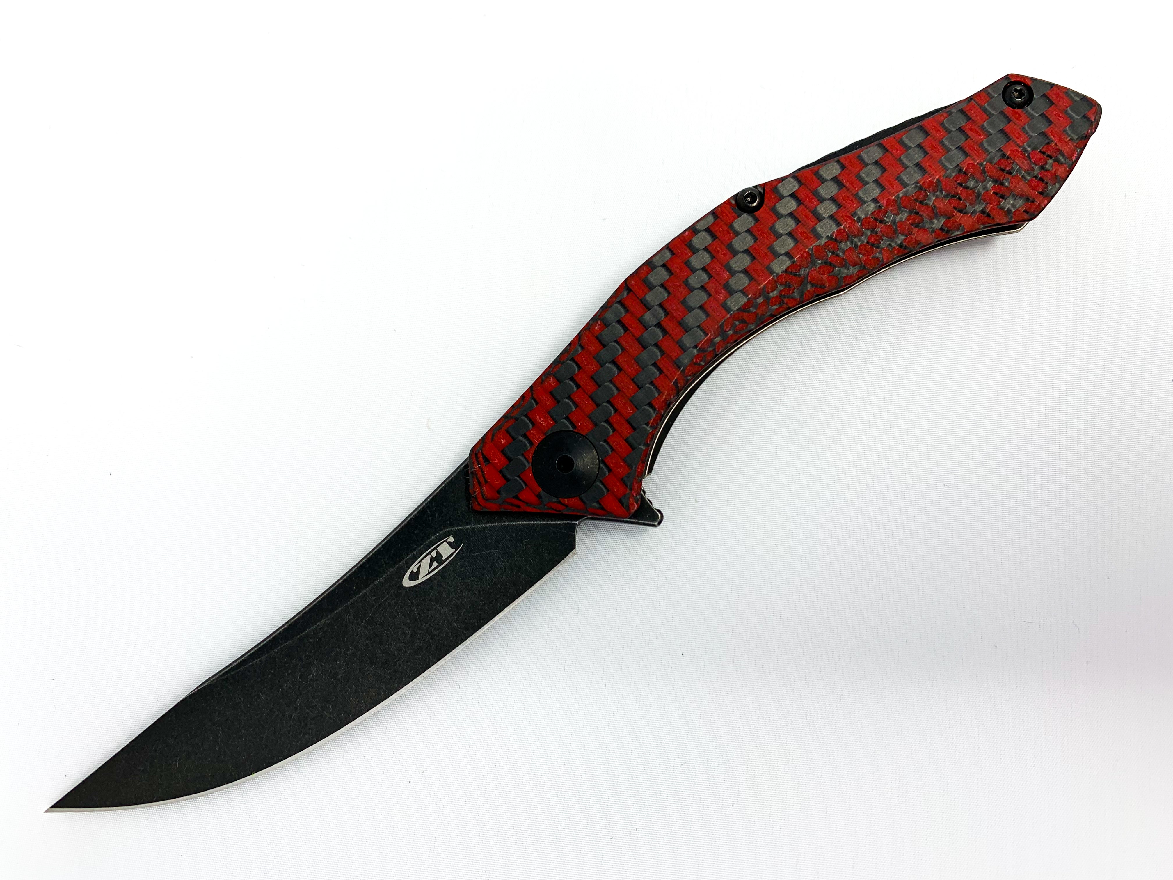 Zero Tolerance 0460RDBW -Blackwash 20CV Blade - Red Carbon Fiber - Factory Special Series FSS Knives - Tophatter Daily Deals