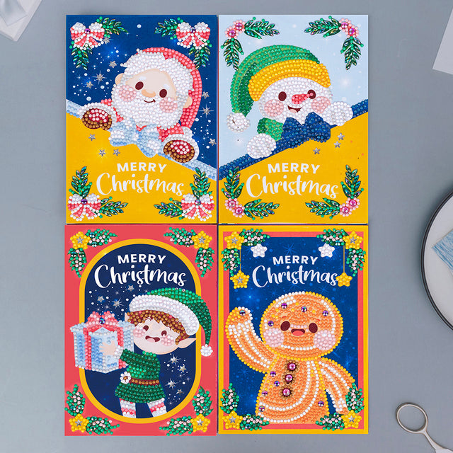 4pcs Christmas Diamond Painting DIY Greeting Cards Cart 4pcs D 0 - Tophatter Daily Deals
