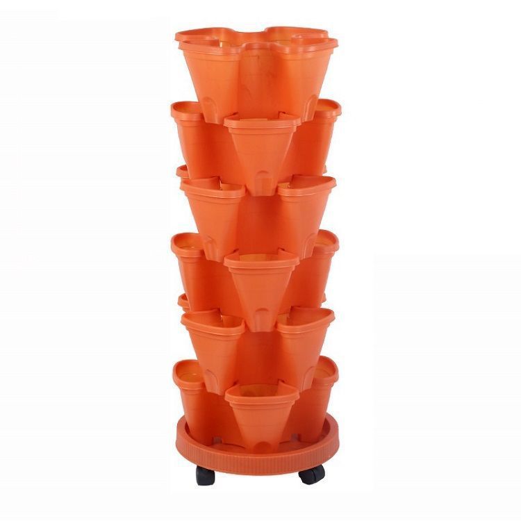 Balcony 6-layer Three-dimensional Basin Combination Plastic Flowerpot Brick Red Large 0 - Tophatter Daily Deals