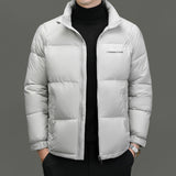 Insulating Men's Puffer Jacket - Stand Collar, Poly, Winter White And Gray 3D Changing Face Moving Picture Frame - Tophatter Daily Deals