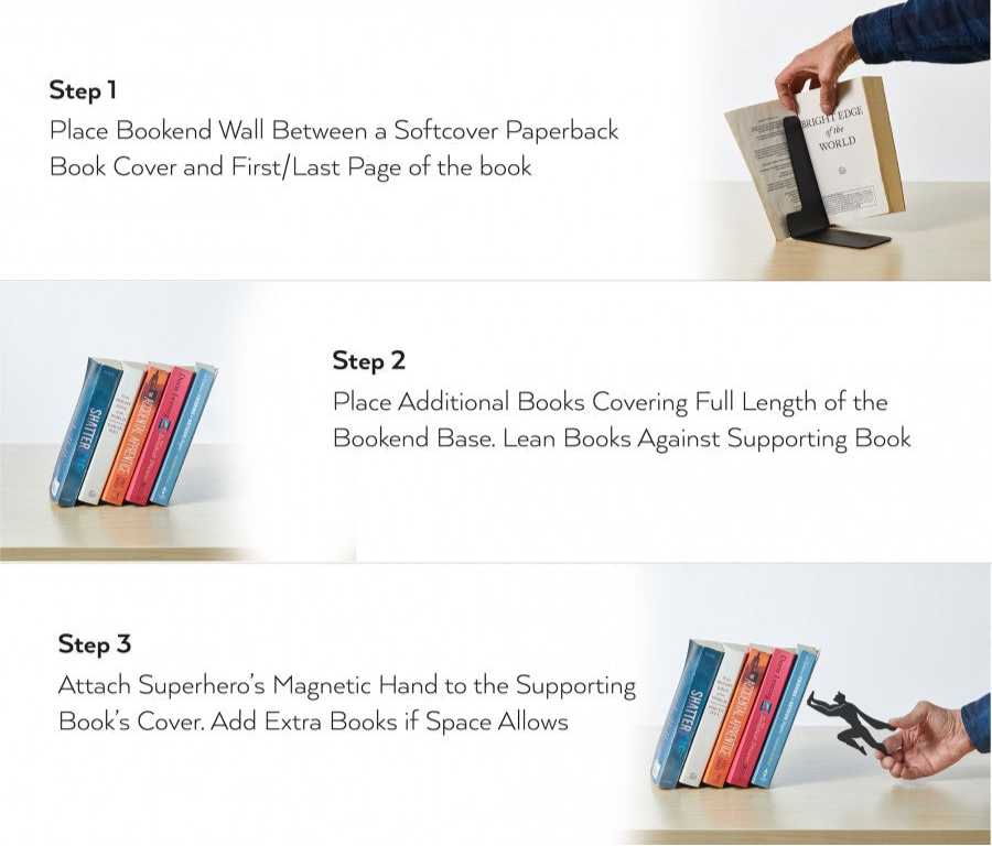 Superhero Bookend Figurines Metal Bookshelf Decor Desktop Ornament Office Desktop Accessories Bookshelf Home Decoration - Tophatter Daily Deals