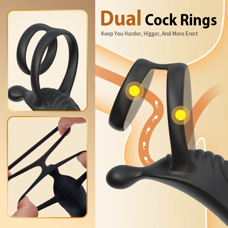 Acmejoy - Thrusting Prostate Massager With Double Cock Rings Anal Toys - Tophatter Daily Deals