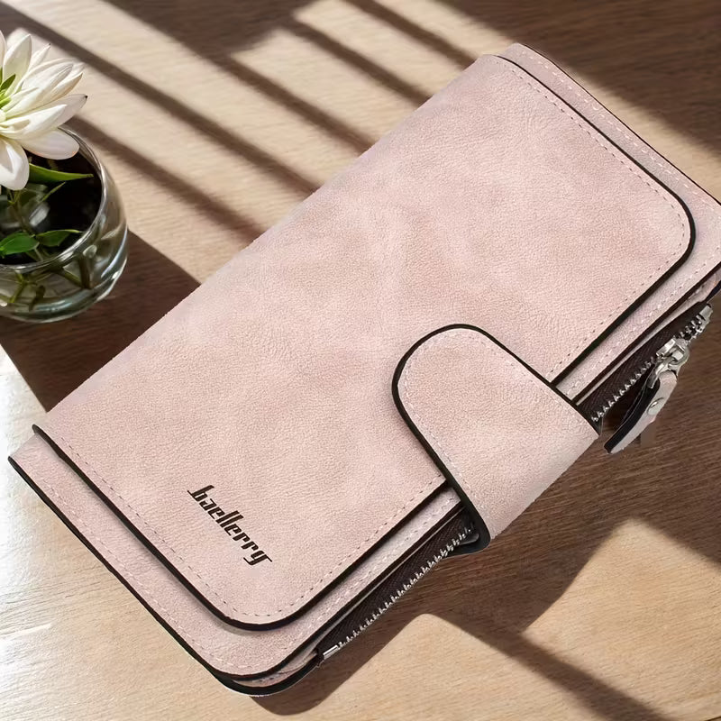 Vintage Faux Leather Long Wallet – Trifold Credit Card Holder with Snap & Zipper Pink Handbags & Wallets - Tophatter Daily Deals