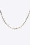 Inlaid Zircon Beaded Stainless Steel Necklace Silver One Size Necklaces - Tophatter Daily Deals