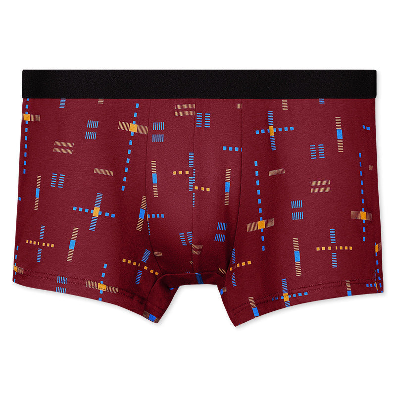 Breathable Printed Summer Thin Plus Size Men's Cotton Antibacterial Boxers Shorts Purplish Red 0 - Tophatter Daily Deals