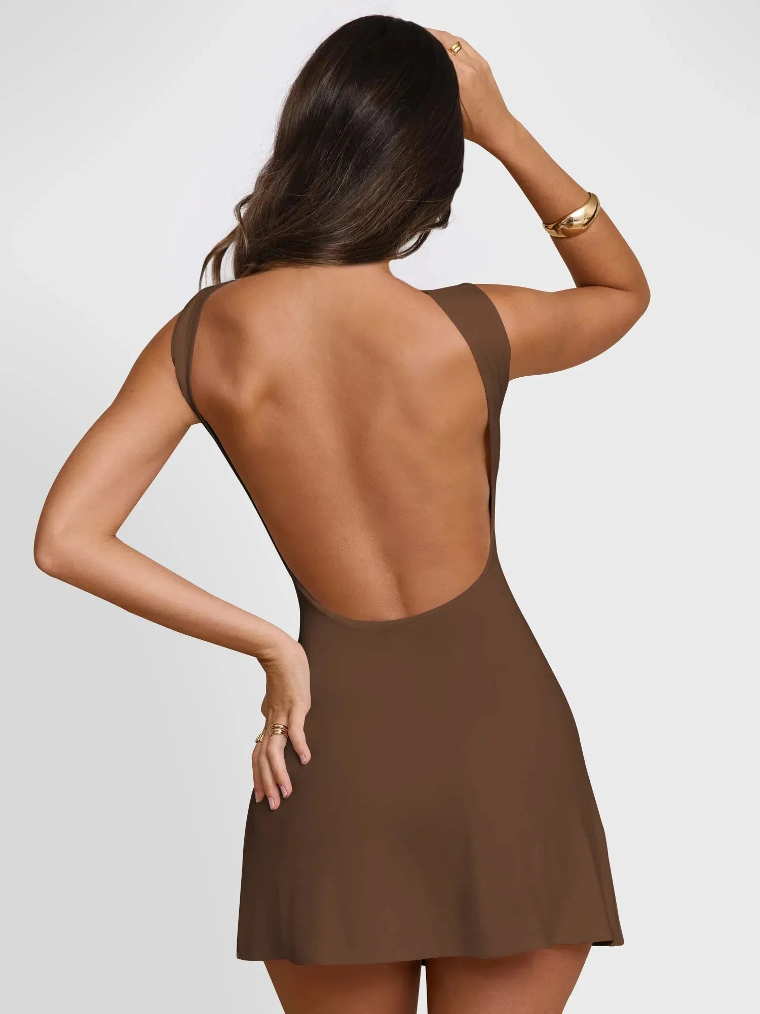Backless Wide Strap Mini Dress Casual Dresses - Tophatter Daily Deals