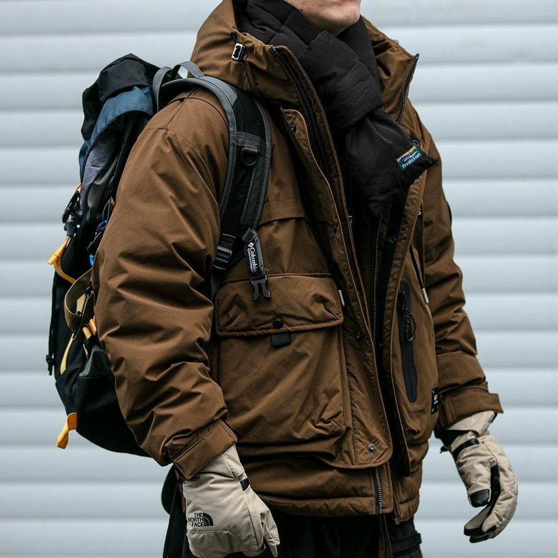 Warm Men's Down Jacket - Loose Multi Pocket, Corduroy 3D Changing Face Moving Picture Frame - Tophatter Daily Deals