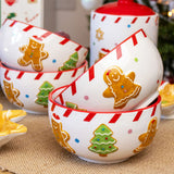 Ceramic Christmas Gingerbread Bowl | Perfect for Snacks, Soups, or Desserts 14cm Bowl - Tophatter Daily Deals
