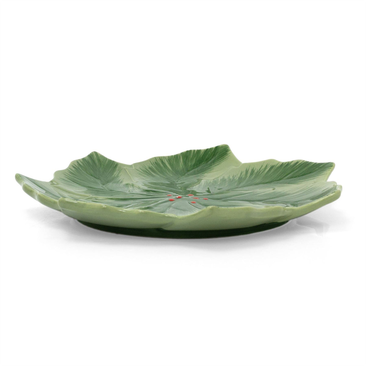 Reactive Glaze Holly Foliage Christmas Plate | Festive Ceramic Side Plate 22cm Plate - Tophatter Daily Deals