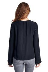 Women's Lace-Up Bell-Sleeve Top Tops - Tophatter Daily Deals
