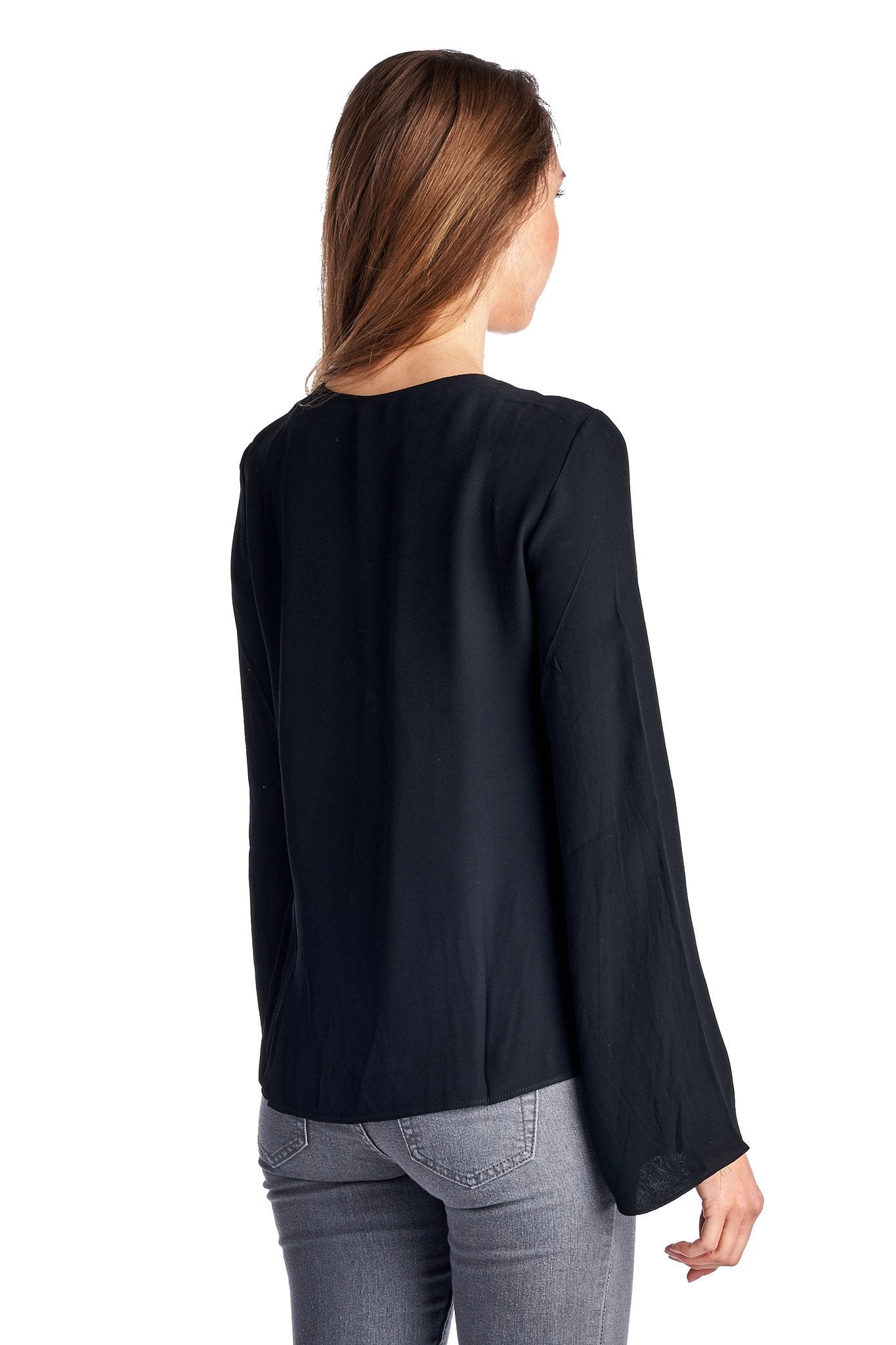 Women's Lace-Up Bell-Sleeve Top Tops - Tophatter Daily Deals