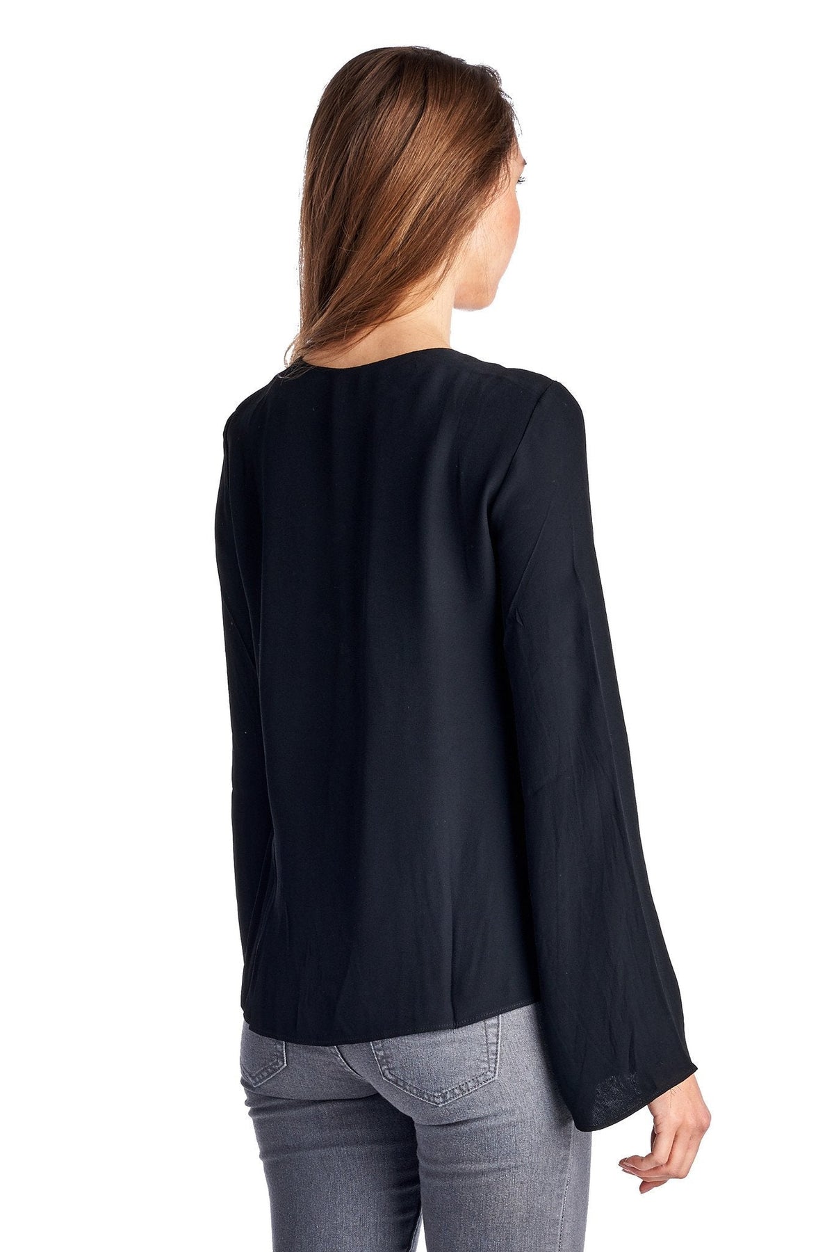 Women's Lace-Up Bell-Sleeve Top Tops - Tophatter Daily Deals
