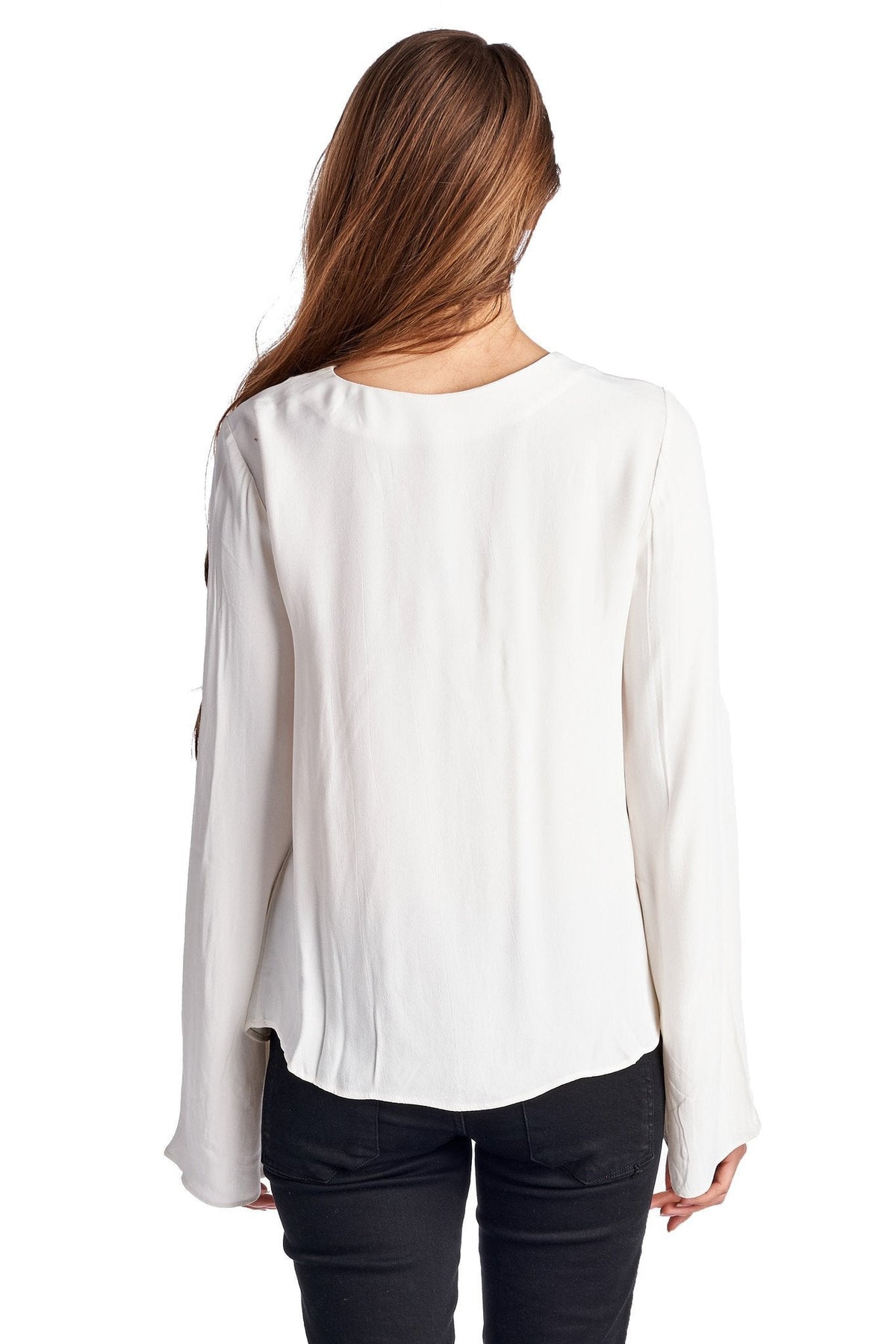 Women's Lace-Up Bell-Sleeve Top Tops - Tophatter Daily Deals