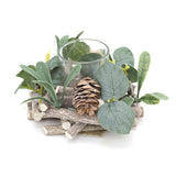 13cm Alpine Sage Christmas Tealight Candle Holder | Christmas Wreath Tea Light Holder | Christmas Candle Centerpiece Candle Holder - Tophatter Daily Deals
