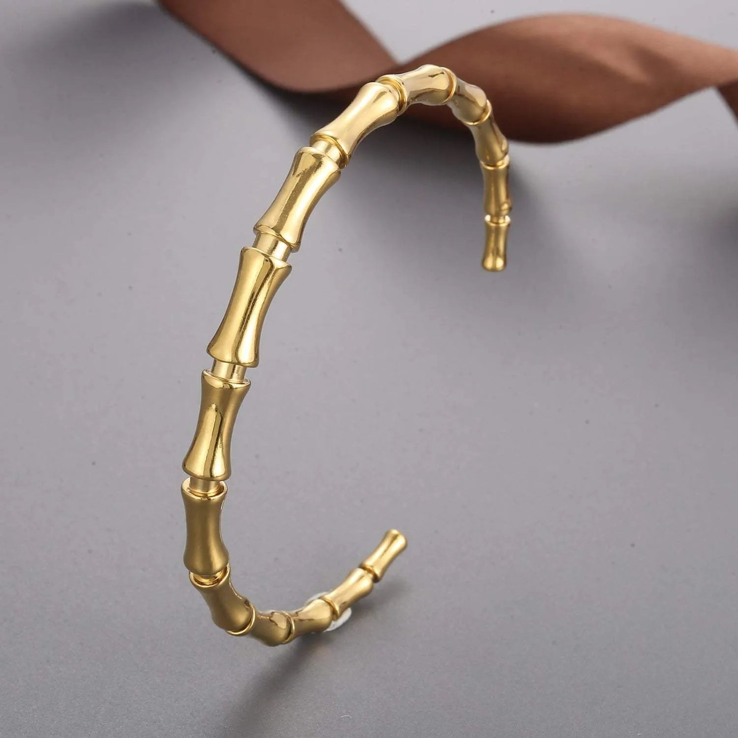 Stainless Steel Bamboo Shape Bracelet Gold One Size Bracelets - Tophatter Daily Deals