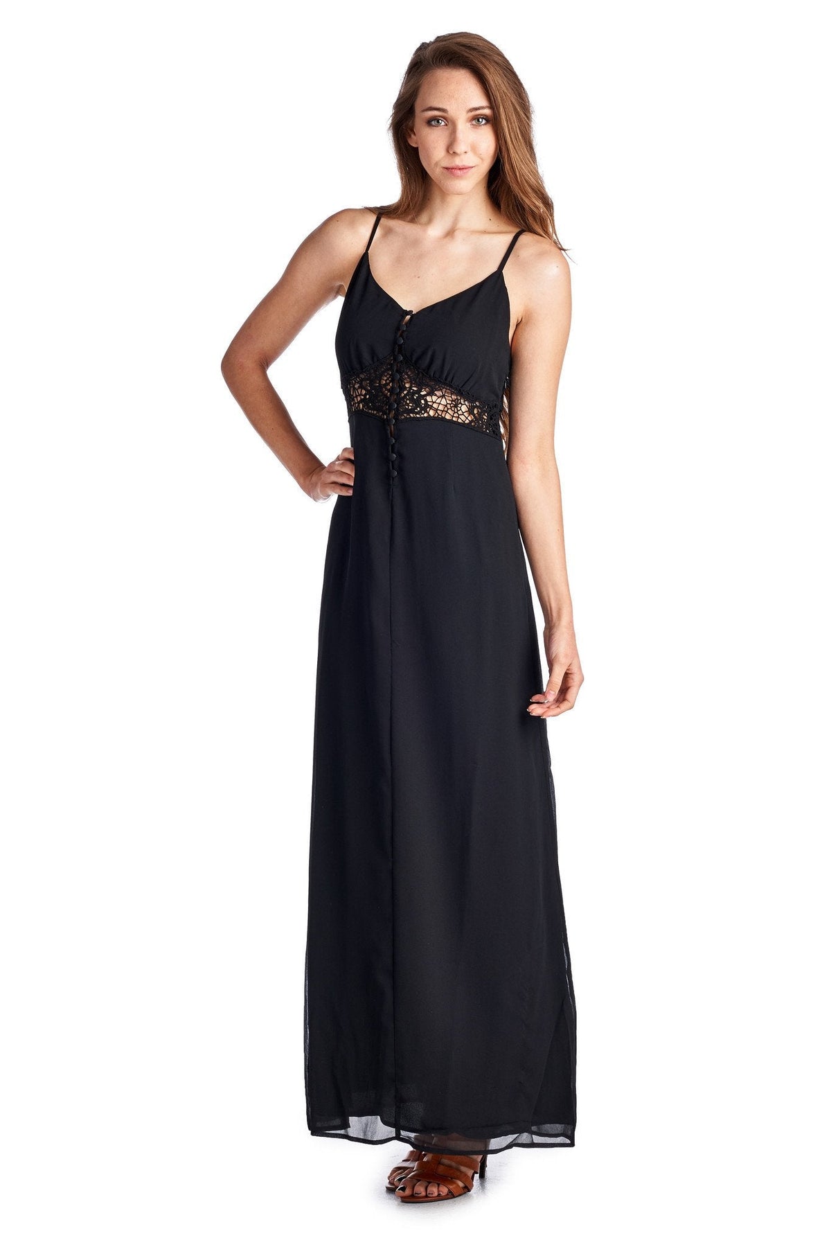 Women's Sleeveless Maxi Tank Dress with Lace Front & Back Detail Dresses / Maxi - Tophatter Daily Deals