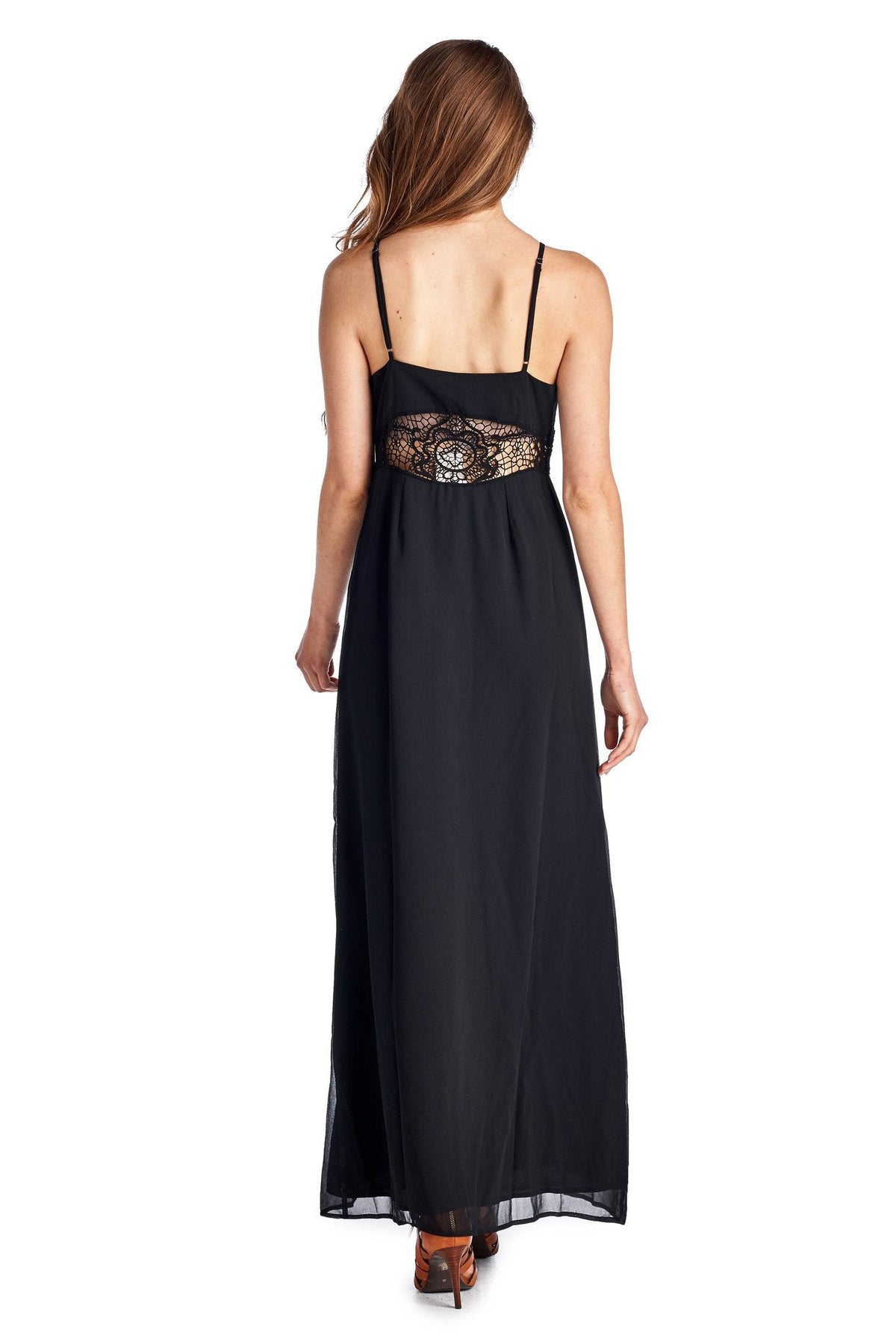 Women's Sleeveless Maxi Tank Dress with Lace Front & Back Detail Dresses / Maxi - Tophatter Daily Deals