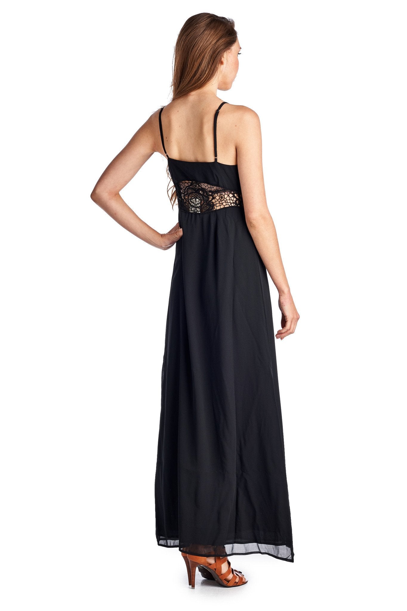Women's Sleeveless Maxi Tank Dress with Lace Front & Back Detail Dresses / Maxi - Tophatter Daily Deals