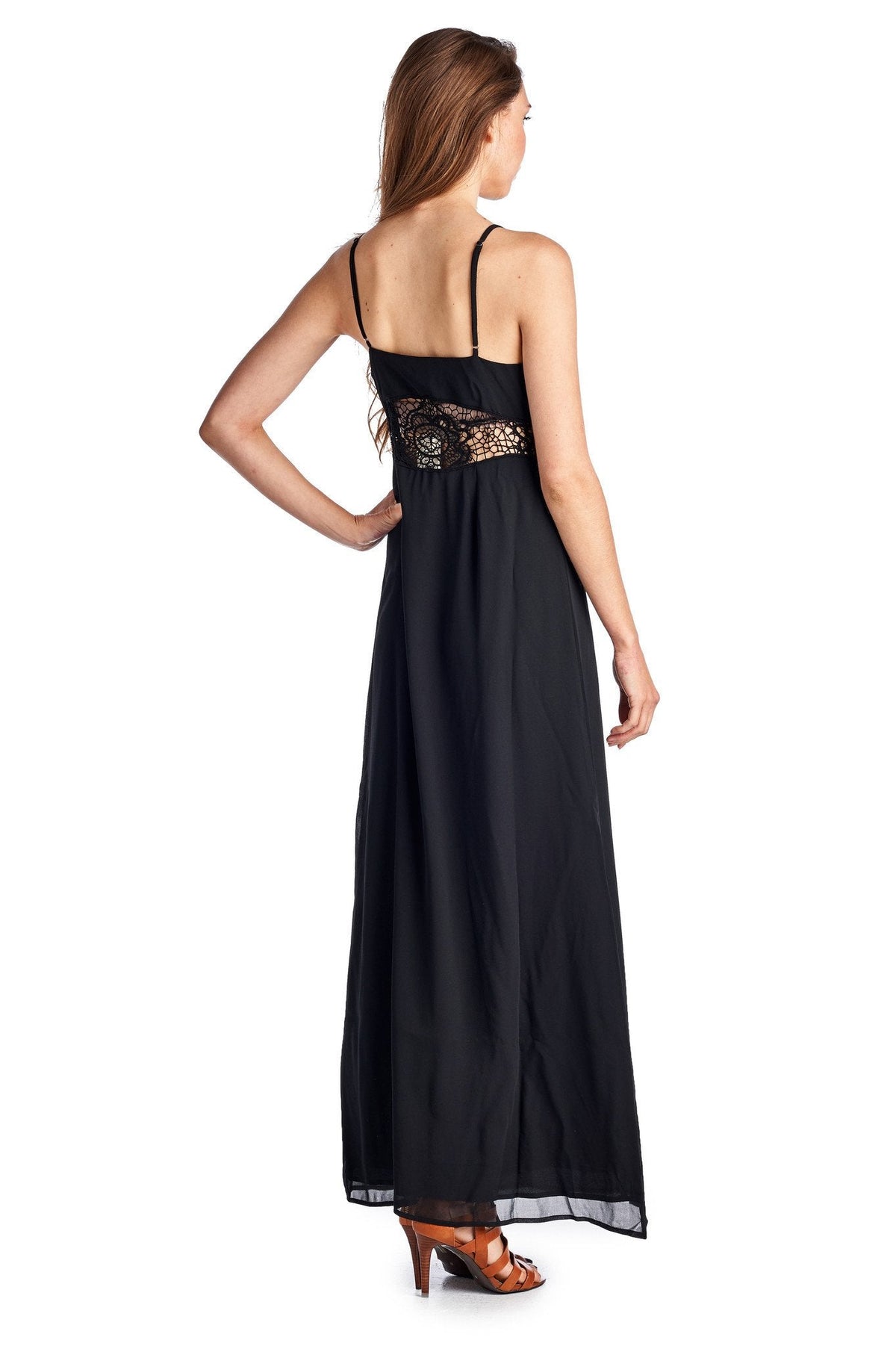 Women's Sleeveless Maxi Tank Dress with Lace Front & Back Detail Dresses / Maxi - Tophatter Daily Deals