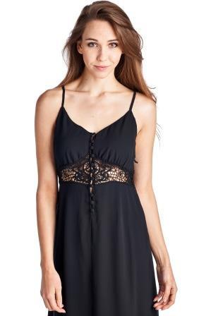 Women's Sleeveless Maxi Tank Dress with Lace Front & Back Detail Dresses / Maxi - Tophatter Daily Deals