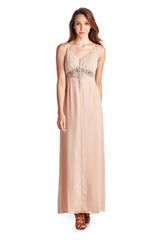 Women's Sleeveless Maxi Tank Dress with Lace Front & Back Detail Nude 2 Dresses / Maxi - Tophatter Daily Deals