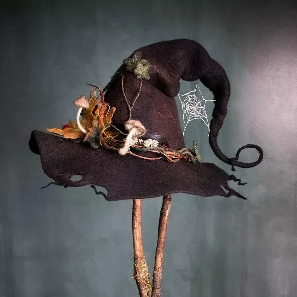 Witch Hat Felt Merino Handmade Halloween 2025 Costume Brown - Tophatter Daily Deals