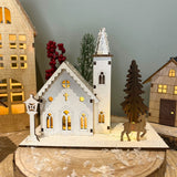 Light Up Wooden Christmas House | LED Winter Scene Ornament Christmas Decoration LED Light - Tophatter Daily Deals