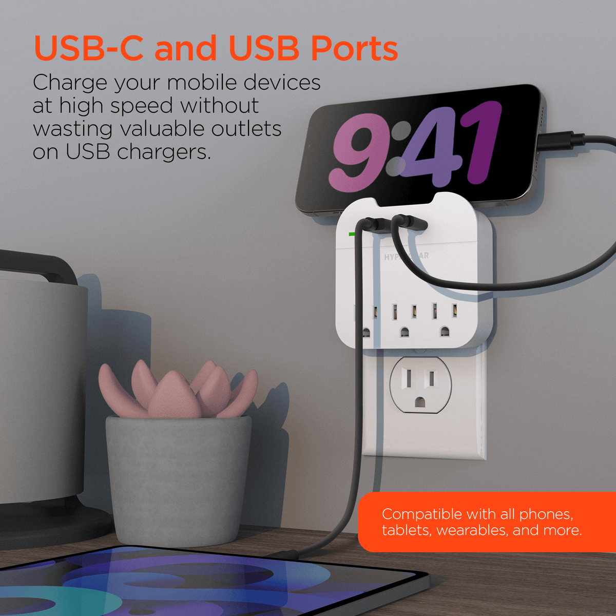 HyperGear Wall Adapter Power Strip 3 Outlets Batteries & Power Accessories - Tophatter Daily Deals