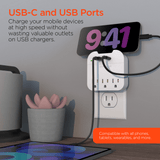 HyperGear Wall Adapter Power Strip 3 Outlets Batteries & Power Accessories - Tophatter Daily Deals