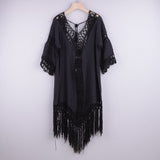 Back Hollowed Out Tassel Ins Style Beach Top Black One size 0 - Tophatter Daily Deals