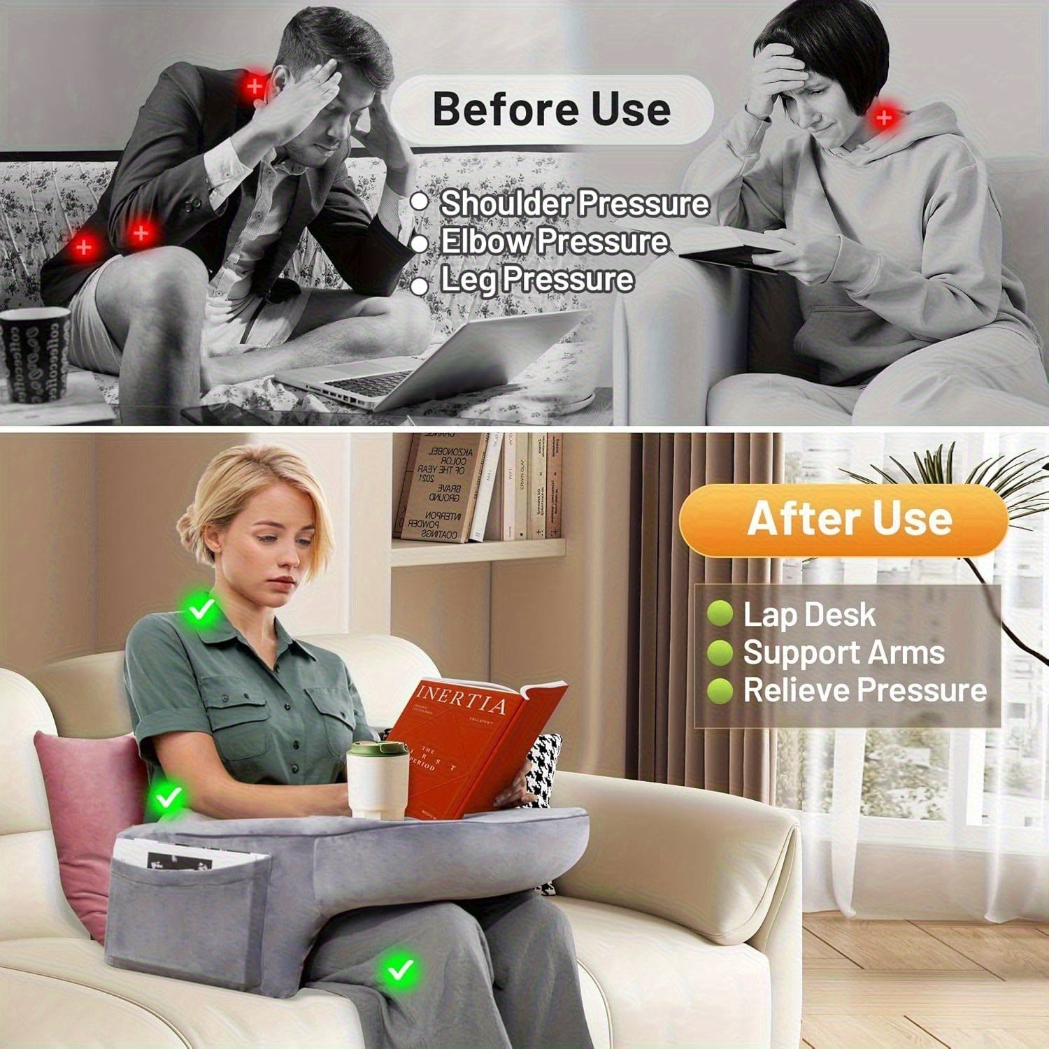 Gaming Reading Pillow with Cup Holder Commercial > Commercial Others > Office Supplies - Tophatter Daily Deals