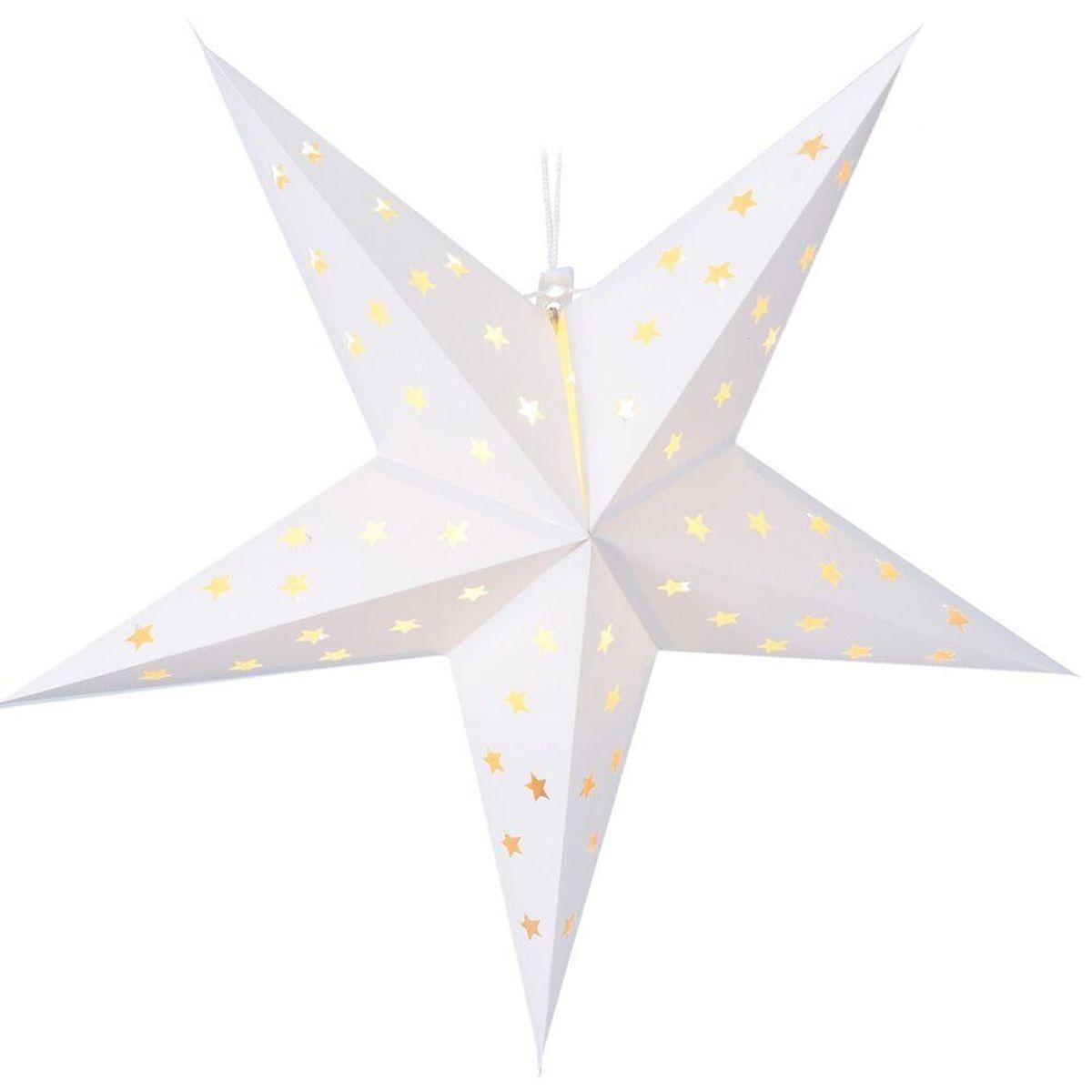 White LED Christmas Star | Christmas Paper Star Light Hanging Decoration - 60cm LED Light - Tophatter Daily Deals