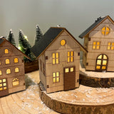Mini LED Christmas House Bauble | Light-up Wooden Christmas House Tree Ornament Baubles - Tophatter Daily Deals