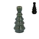 LED Christmas Tree Candlestick | Light-up Green Ceramic Christmas Candle Holder Candlestick - Tophatter Daily Deals