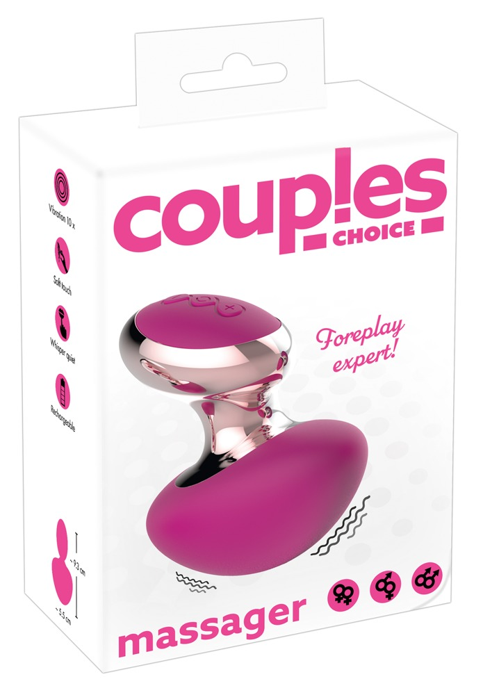 Couples Choice Massager Pink Silicone 9.3 cm x 5.5 cm with 10 Vibration Modes > Sex Toys > Couples Toys - Tophatter Daily Deals