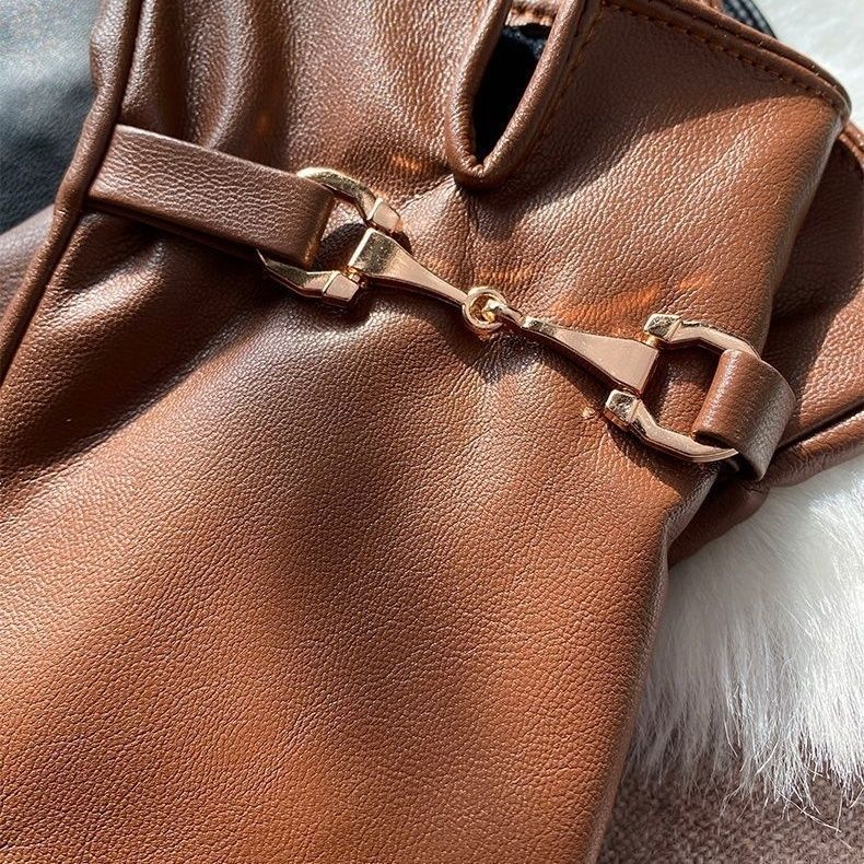 Warm Women’s Faux Leather Gloves – Scalloped Cuff, Lined - Tophatter Daily Deals