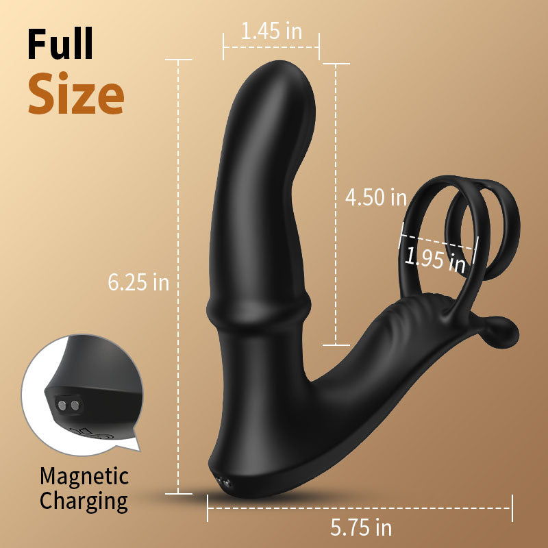 Acmejoy - Thrusting Prostate Massager With Double Cock Rings Anal Toys - Tophatter Daily Deals
