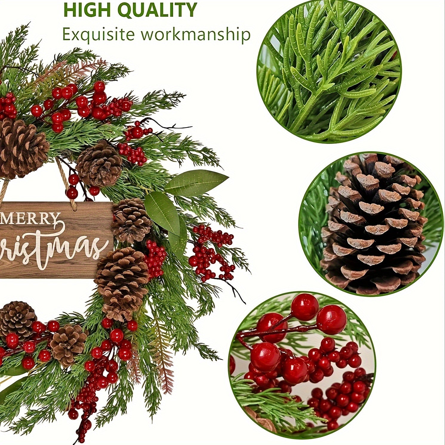 Christmas Wreath with Pinecones & Berries Christmas - Tophatter Daily Deals