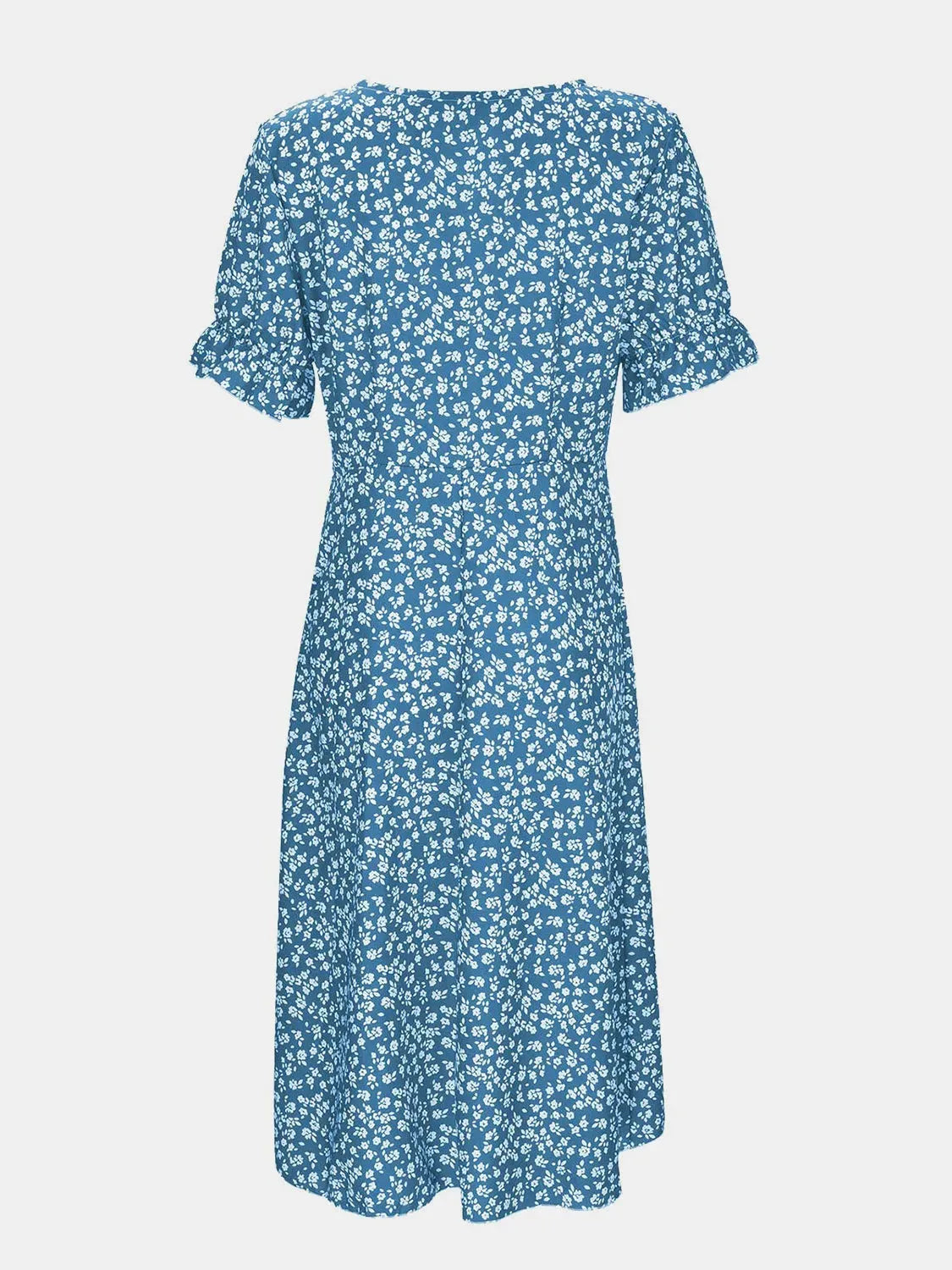 Full Size Printed Surplice Flounce Sleeve Midi Dress Casual Dresses - Tophatter Daily Deals