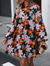 Floral Mock Neck Balloon Sleeve Dress Casual Dresses - Tophatter Daily Deals