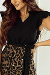 Tied Ruffled Leopard Cap Sleeve Dress Casual Dresses - Tophatter Daily Deals