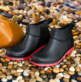 Anti-smashing And Anti-stab Wound In-tube Steel-soled Rain Boots Water Shoes Black surface and red bottom 0 - Tophatter Daily Deals