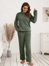 Teddy Long Sleeve Top and Pants Lounge Set Matcha Green Loungewear Sets - Tophatter Daily Deals