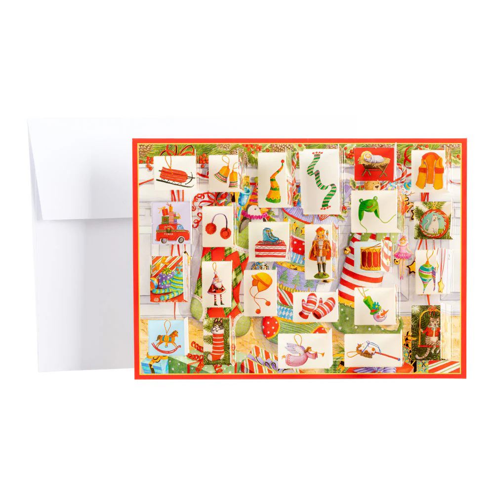 Stocking on the Mantle Advent Calendar Card with Envelope | Christmas Calendar Advent Calendar - Tophatter Daily Deals